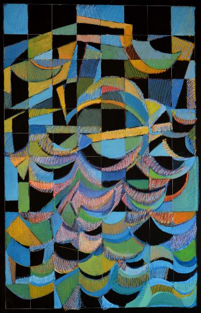 Simona Weller, Notte tra i delfini festosi 2010 tempera su carta cm 200x130